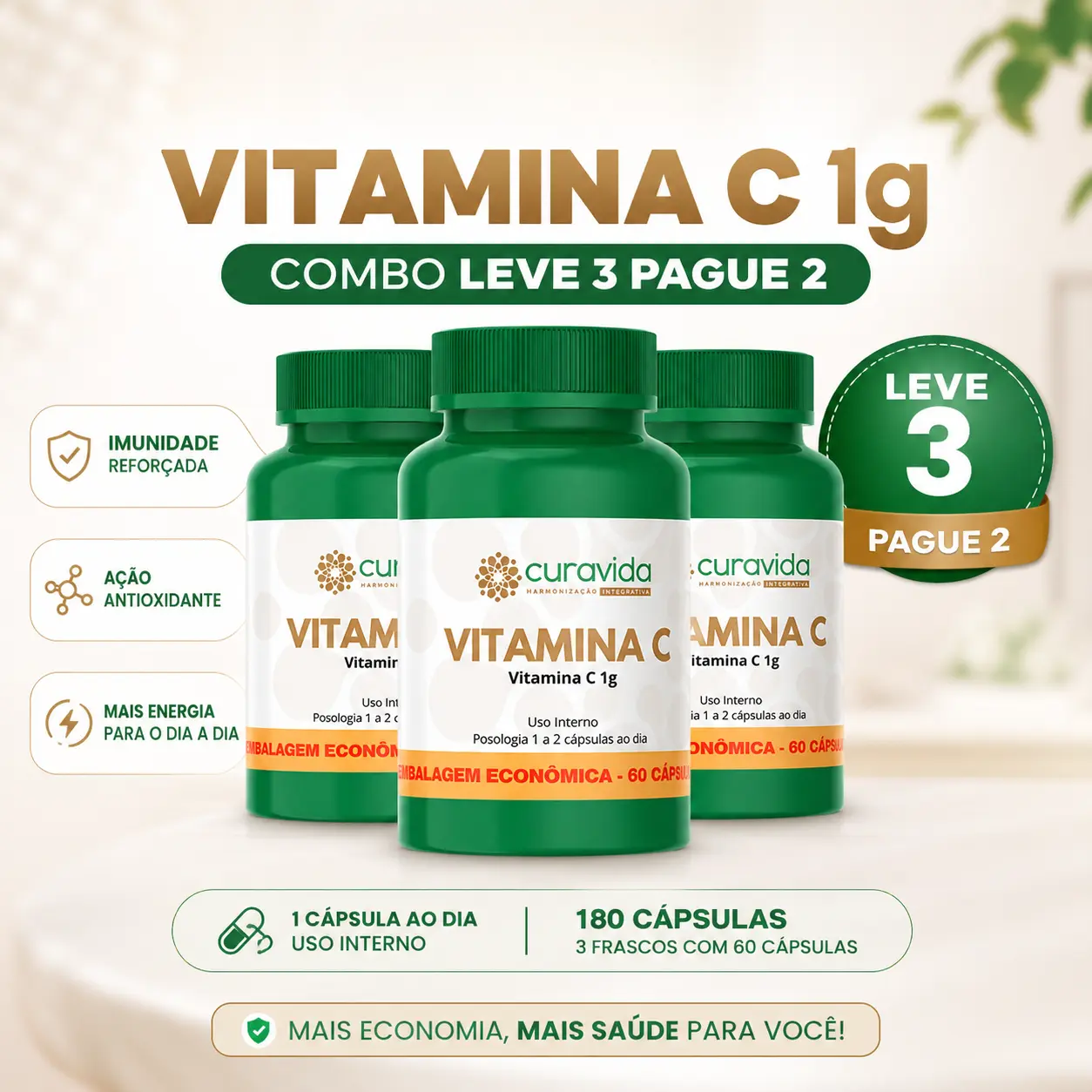 Imagem do Vitamina C 1g | 3 potes